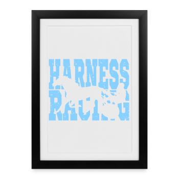 Course de trot - Affiche encadrée (27 × 37 cm) - noir - Devant