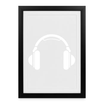 Écouteurs Casque Musique Musique Icône Icône - Affiche encadrée (27 × 37 cm) - noir - Devant