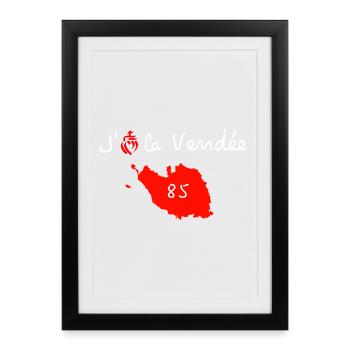 j'aime la vendee carte 85 - Affiche encadrée (27 × 37 cm) - noir - Devant