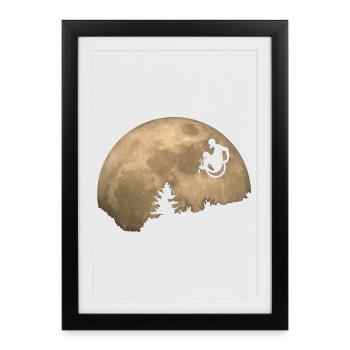 Saut en fauteuil roulant WCMX ET vers la lune * - Affiche encadrée (27 × 37 cm) - noir - Devant
