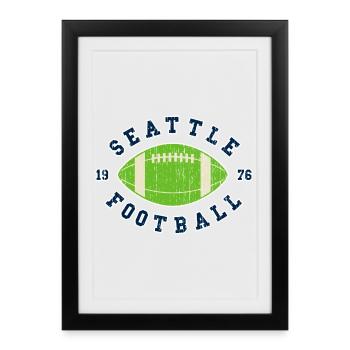 Emblème du football de Seattle 1976 - Affiche encadrée (27 × 37 cm) - noir - Devant