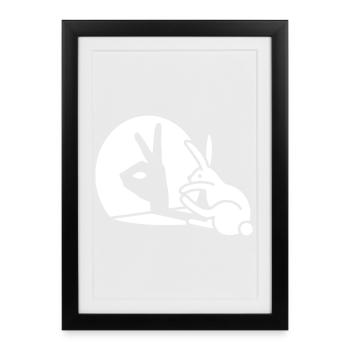 Funny Rabbit Hand Shadow Projection Rabbit - Framed poster (27 × 37 cm) - black - Front