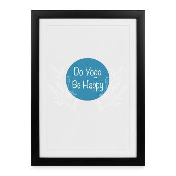 Yoga Dicton Be Happy Circle - Affiche encadrée (27 × 37 cm) - noir - Devant