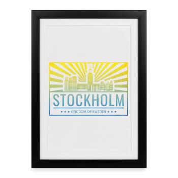 Royaume de Suède de la Skyline de Stockholm - Affiche encadrée (27 × 37 cm) - noir - Devant