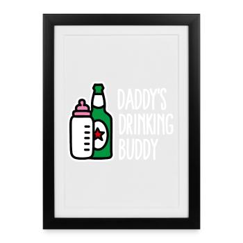 Father Son Baby Birth Best Friends Bottle milk - Framed poster (27 × 37 cm) - black - Front