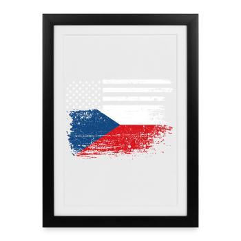 Flag Fusion US Czech - Framed poster (27 × 37 cm) - black - Front