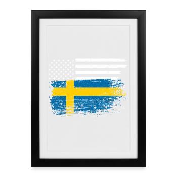 Drapeau Fusion : US Nordic Brush - Affiche encadrée (27 × 37 cm) - noir - Devant