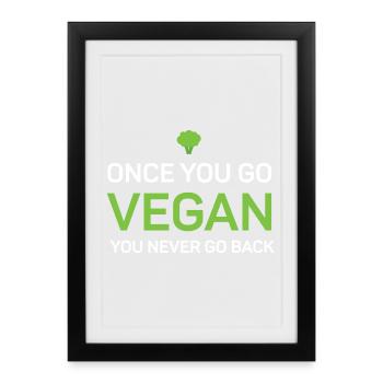 Une fois que vous devenez végétalien, vous n’y retournerez jamais - Affiche encadrée (27 × 37 cm) - noir - Devant