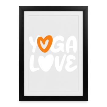 Yoga Love Heart Citation Fan Méditation Écriture manuscrite - Affiche encadrée (27 × 37 cm) - noir - Devant
