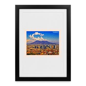 Silhouette de Naples Vesuvio - Affiche encadrée (27 × 37 cm) - noir - Devant
