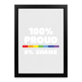 Mois de la fierté - 100% fier. 0% Honte - Affiche encadrée (27 × 37 cm) - noir - Devant
