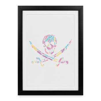 LGBTQIA+ T-Shirt Skull Sword Word Cloud Gay Pride - Framed poster (27 × 37 cm) - black - Front