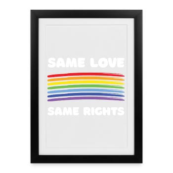 Mois de la fierté LGBTQ+ - Même amour. Mêmes droits. - Affiche encadrée (27 × 37 cm) - noir - Devant