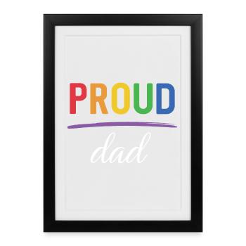 Papa fier LGBT - Mois de la fierté - Affiche encadrée (27 × 37 cm) - noir - Devant