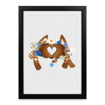Crossbar with heart on suspenders of leather pants - Framed poster (27 × 37 cm) - black - Front