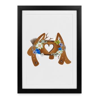 Barre transversale décorée avec bretelles lederhosen - Affiche encadrée (27 × 37 cm) - noir - Devant