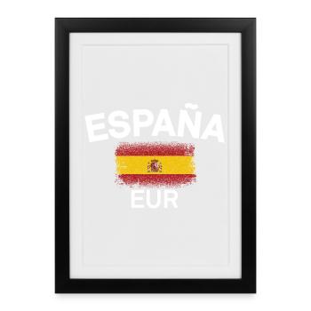 Emblème du drapeau España EUR - Affiche encadrée (27 × 37 cm) - noir - Devant