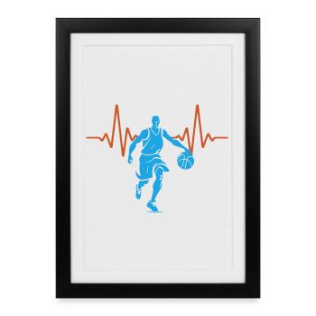 ECG Heartbeat Basketball Pulse | Couleurs changeantes - Affiche encadrée (27 × 37 cm) - noir - Devant