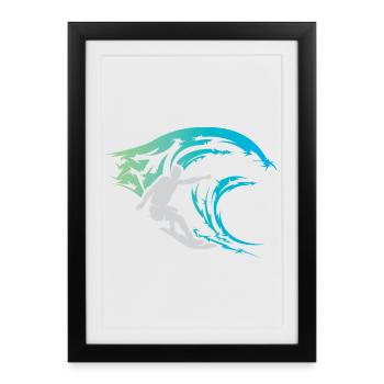surfer wave water sea sports color icon logo - Framed poster (27 × 37 cm) - black - Front
