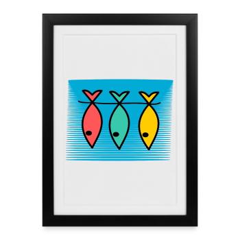 FISH. APRIL FOOL. HOLIDAY. SUMMER. HUMOR - Framed poster (27 × 37 cm) - black - Front