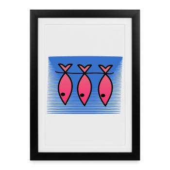 FISH. APRIL FOOL. HOLIDAY. SUMMER. HUMOR - Framed poster (27 × 37 cm) - black - Front