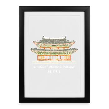 Séoul, Changdeokgung, site du patrimoine mondial en Corée du Sud - Affiche encadrée (27 × 37 cm) - noir - Devant