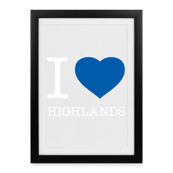 J’ADORE LES HIGHLANDS - Affiche encadrée (27 × 37 cm) - noir - Devant