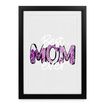 La meilleure maman de tous les temps fleurs fête des mères lettrage amour maman - Affiche encadrée (27 × 37 cm) - noir - Devant