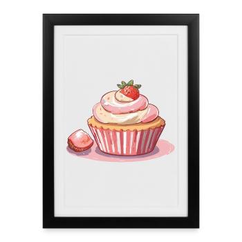 Cupcake Strawberry - Framed poster (27 × 37 cm) - black - Front