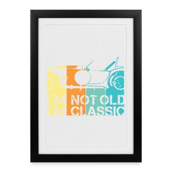 funny sayings old classic car classic car logo - Framed poster (27 × 37 cm) - black - Front