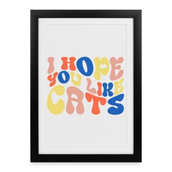 J’espère que vous aimez les chats - Affiche encadrée (27 × 37 cm) - noir - Devant