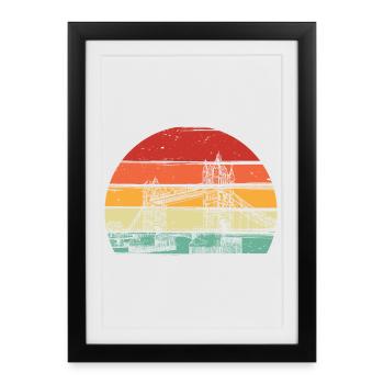 Retro Sunset Circle - Framed poster (27 × 37 cm) - black - Front