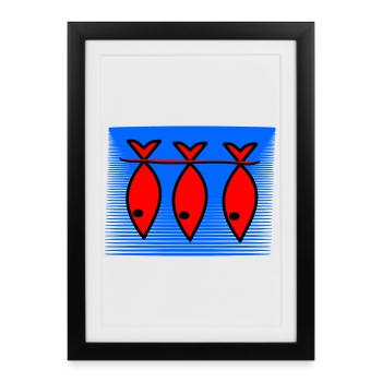 FISH. SARDINE. APRIL FOOL. SEA. OCEAN - Framed poster (27 × 37 cm) - black - Front