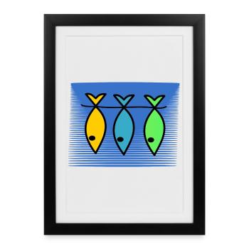 FISH. SARDINE. APRIL FOOLS. SEA. OCEAN - Framed poster (27 × 37 cm) - black - Front