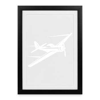 Propeller Plane Sketch - Framed poster (27 × 37 cm) - black - Front