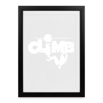 climb klettern Kletterschule Felsen Berge Symbol - Gerahmtes Poster (27 × 37 cm) - Schwarz - Vorne