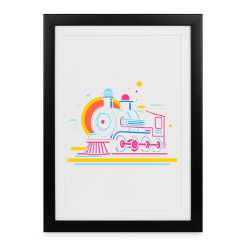 Caricature ferroviaire - Affiche encadrée (27 × 37 cm) - noir - Devant