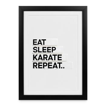 Manger. Dormir. Karaté. Répéter... - Affiche encadrée (27 × 37 cm) - noir - Devant