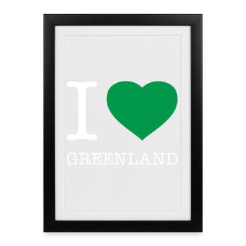 J’AIME LE GROENLAND Grönland - Affiche encadrée (27 × 37 cm) - noir - Devant