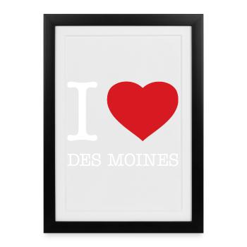 J’ADORE DES MOINES - Affiche encadrée (27 × 37 cm) - noir - Devant