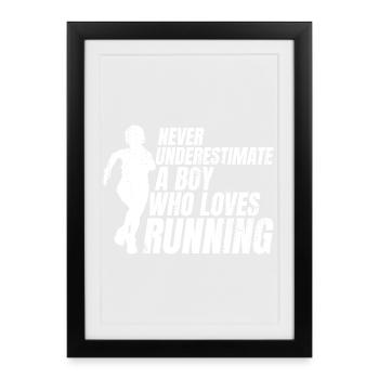Funny Runner Boy - Framed poster (27 × 37 cm) - black - Front