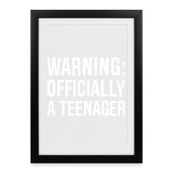 warning officially a teenager - Gerahmtes Poster (27 × 37 cm) - Schwarz - Vorne
