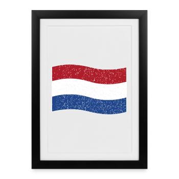 drapeau néerlandais vintage - Affiche encadrée (27 × 37 cm) - noir - Devant