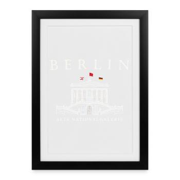 Berlin, Museum Alte Nationalgalerie, Zeichnung - Gerahmtes Poster (27 × 37 cm) - Schwarz - Vorne