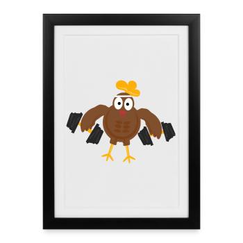 poulet drôle de gym - Affiche encadrée (27 × 37 cm) - noir - Devant
