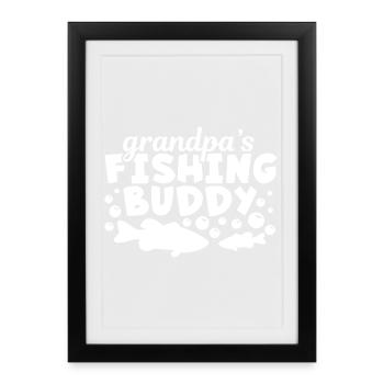 Grandpa's Fishing Buddy T-Shirt - Framed poster (27 × 37 cm) - black - Front