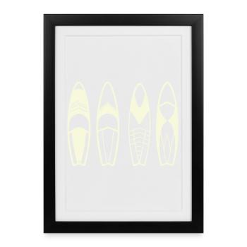Planches de Surf Abstraites Minimalistes - Affiche encadrée (27 × 37 cm) - noir - Devant