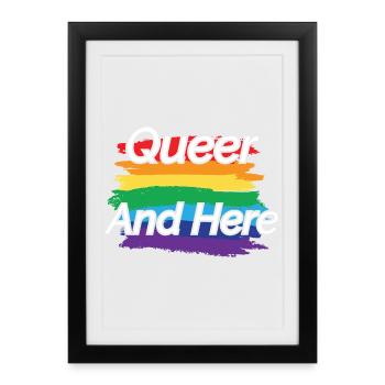 Fierté queer : design arc-en-ciel - Affiche encadrée (27 × 37 cm) - noir - Devant