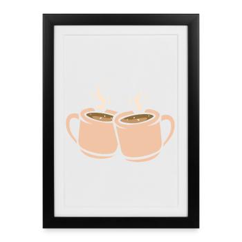 Two coffee cups illustration - Framed poster (27 × 37 cm) - black - Front