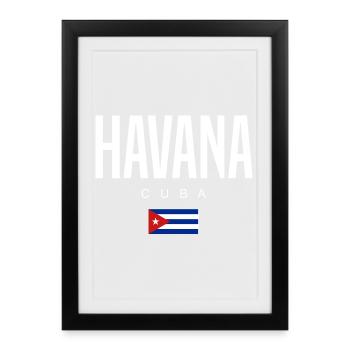 La Havane Cuba Cubains - Affiche encadrée (27 × 37 cm) - noir - Devant